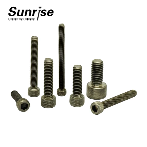 Anodized Black Colored Bicycle Motorcycle Cup Head Knurled Titanium Screw