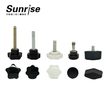 Black Plastic Six Star Head T Wing Hand Tightening Grip Knob Thumb Handle Screw