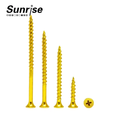 Yellow Zinc Plated Cross Recessed Countersunk Head Particle Board Screw